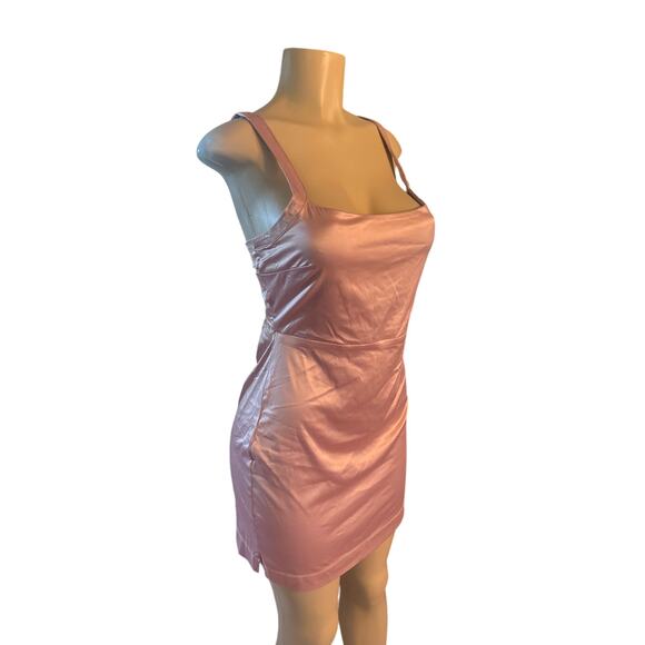 Women M Intimately Free People Satin Pink Mini Dress Lace-Up Open Back - Picture 1 of 6